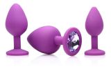Frisky 3 Piece Silicone Anal Plugs with Gems