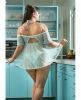 Spring Summer Off The Shoulder Babydoll & Panty Mint 3X/4X