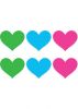 Neon Heart Pasties Value Pack Of 3 O/S