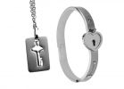 Cuffed Locking Bracelet, Key Necklace Tungsten Steel