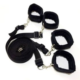 1 Set Of BDSMS Bed Restraints Kit; Wrist Leg Restraint System Hand & Ankle Cuff Bed Restraints Sex Bondage Position Support Sling Sex Play (Color: black, Items: B)